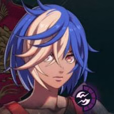 Pessoa de cabelos loiros e azuis em Fire Emblem: Fortune's Weave