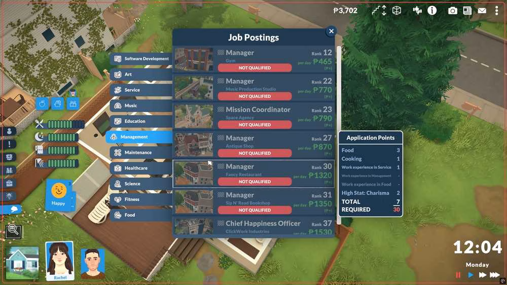 job application points in paralives