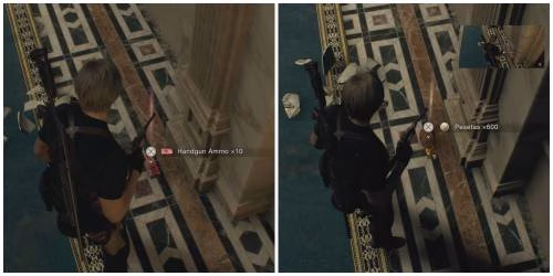 Leon encontra muni&ccedil;&atilde;o de pistola e pesetas no remake de Resident Evil 4