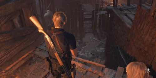 Leon observa o Posto de Controle em Resident Evil 4 Remake