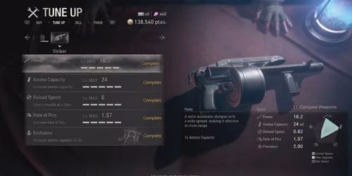Striker no menu de ajustes em Resident Evil 4 Remake