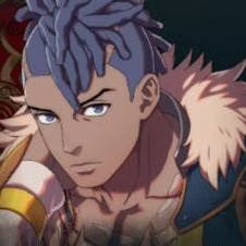 Homem de dreadlocks azul-escuros em Fire Emblem: Fortune's Weave