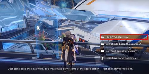 op&ccedil;&atilde;o de di&aacute;logo do final secreto na Esta&ccedil;&atilde;o Espacial Herta em Honkai: Star Rail