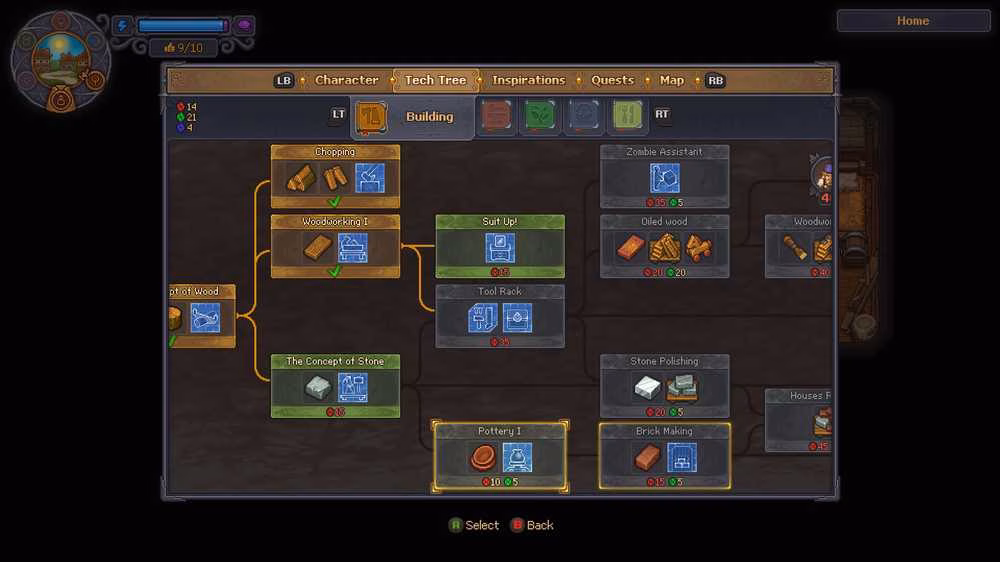 &aacute;rvore de tecnologia Cer&acirc;mica 1 em Graveyard Keeper 2