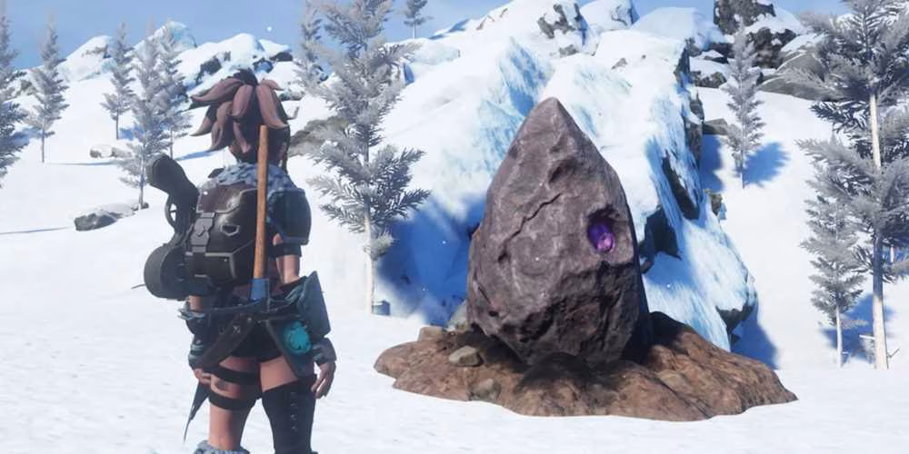 Meteorito em Palworld na neve