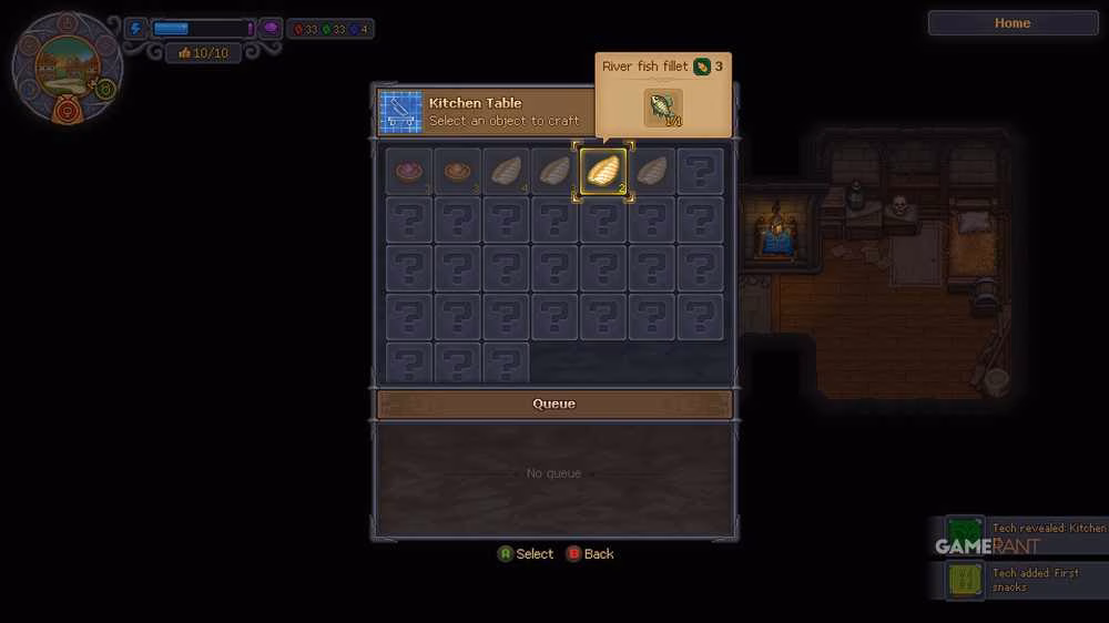 prepara&ccedil;&atilde;o na mesa de cozinha antes de cozinhar no forno em Graveyard Keeper 2