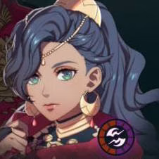 Mulher de cabelos azul-escuros em Fire Emblem: Fortune's Weave