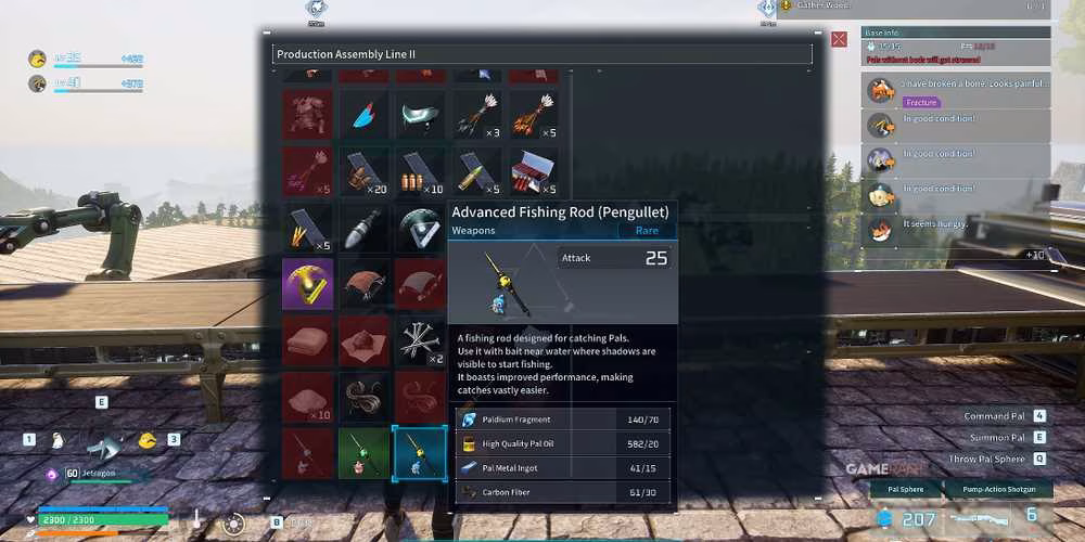how to craft an Advanced Fishing Rod in Palworld