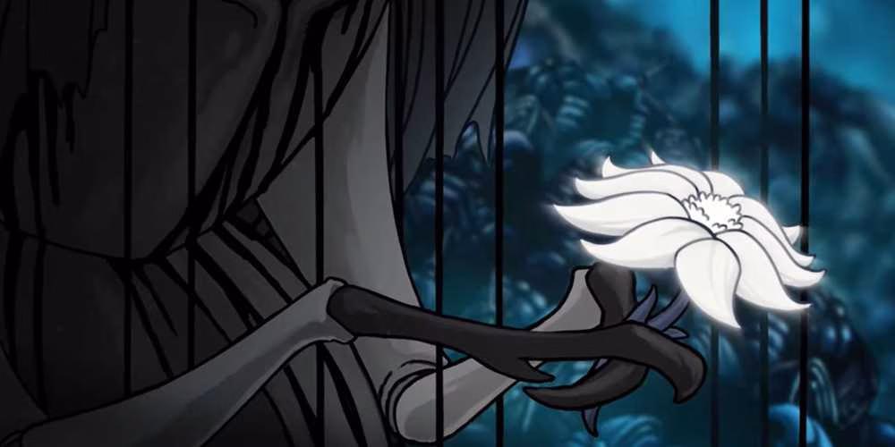Buscador de Deus com a Flor Delicada em Hollow Knight