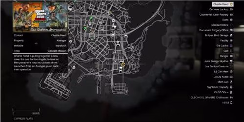 Mapa de uma miss&atilde;o de San Andreas Mercenaries em GTA Online