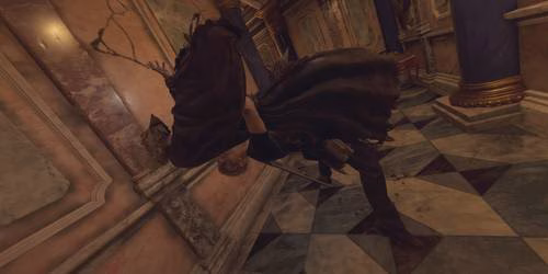 Leon aplicando um suplex em um cultista em Resident Evil 4 remake