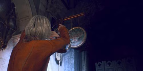 Resident Evil 4 remake mausoleum animal door symbol gong