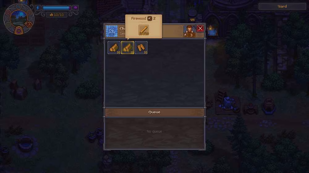 como transformar gravetos em lenha em Graveyard Keeper 2