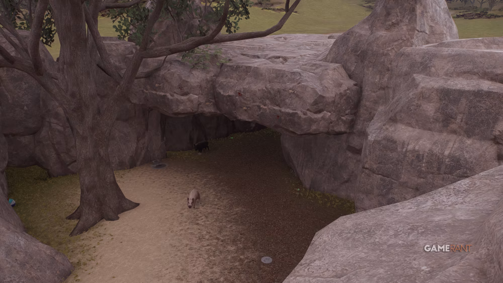 Javalis sob um abrigo personalizado em Planet Zoo 2