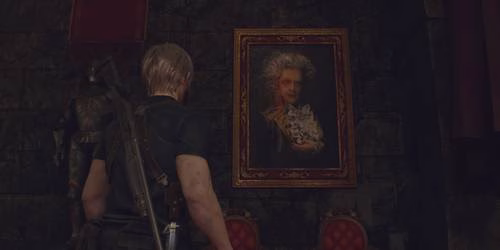 Leon encontra um retrato de Ramon Salazar em Resident Evil 4 Remake