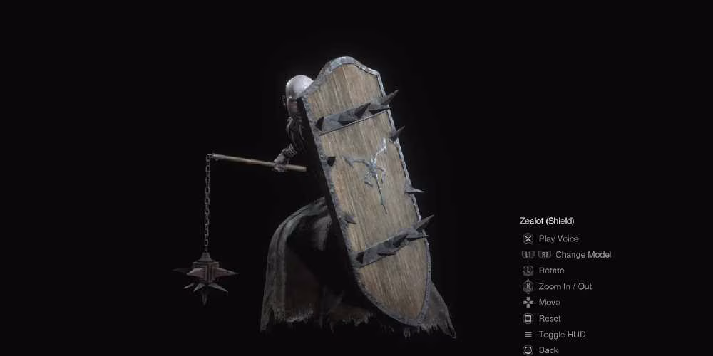 Fan&aacute;tico com Escudo em Resident Evil 4 Remake.