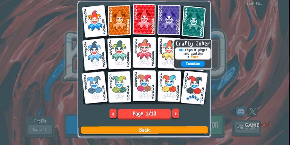 Cole&ccedil;&atilde;o de cartas de Coringa em Balatro