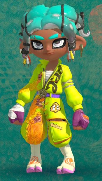 Roupa do amiibo de Frye em Splatoon Raiders.