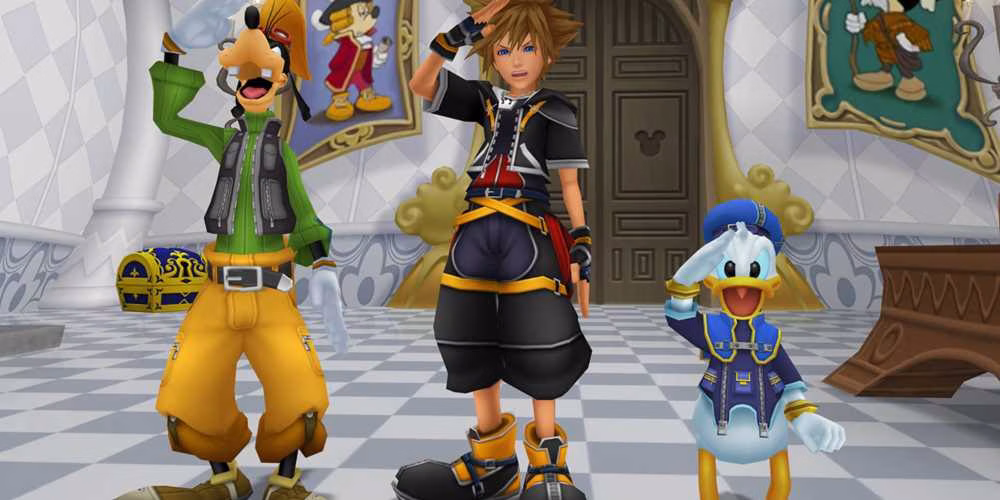 Cena de Kingdom Hearts 2 com personagens