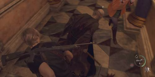 Leon atr&aacute;s de um cultista em Resident Evil 4 remake