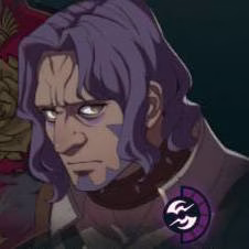 Homem de cabelos roxos em Fire Emblem: Fortune's Weave