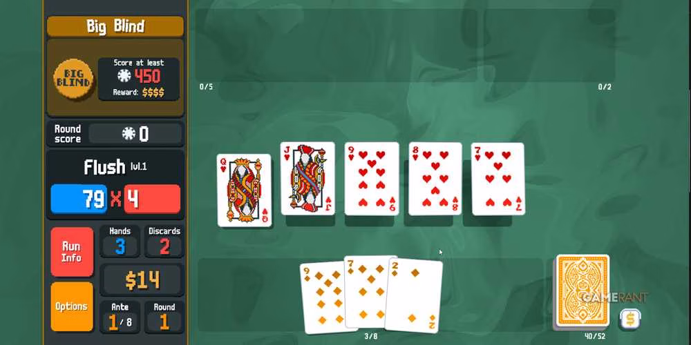 Jogada de Flush em Balatro