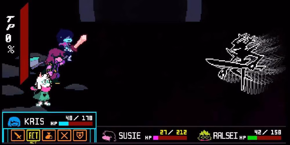 Batalha contra o Roaring Knight em Deltarune