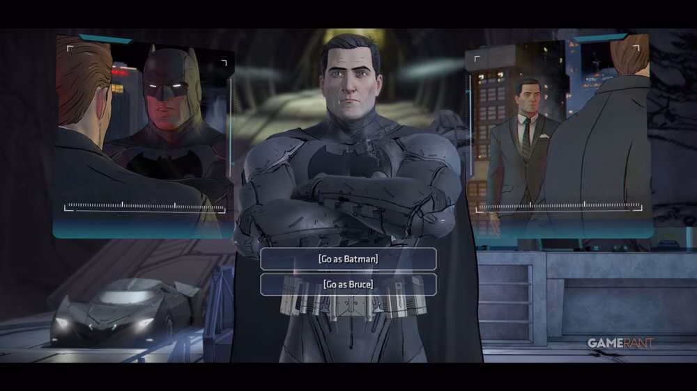 Ir como Batman ou como Bruce visitar Harvey Dent?